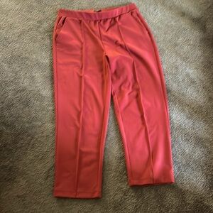 Size large Loft red office pants. Polyester spandex blend